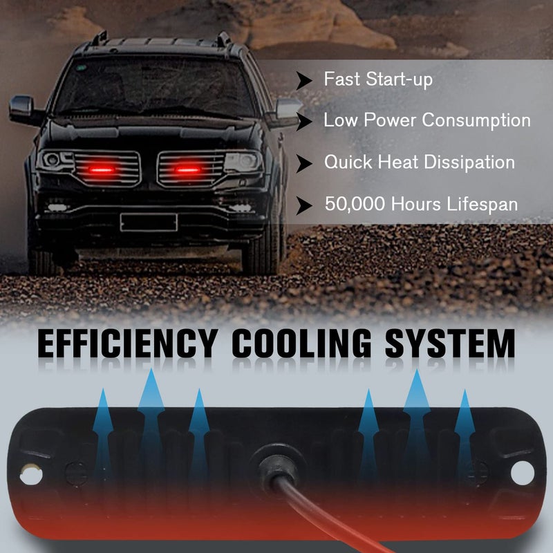 DIBMS LED Emergency Strobe Lights Bar 8x Red 6 LED Strobe Warning Emergency Flashing Light Caution Construction Hazard Light Bar For Car Truck Van Off Road Vehicle ATV SUV Surface Mount - Image 3